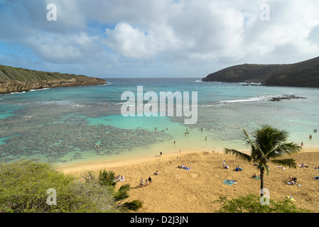 Hanauma Bay, Oahu, Hawaii, STATI UNITI D'AMERICA Foto Stock