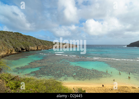 Hanauma Bay, Oahu, Hawaii, STATI UNITI D'AMERICA Foto Stock