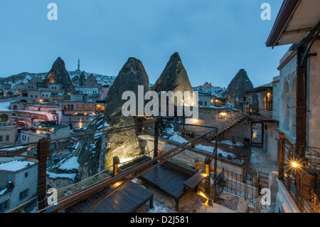 Tipiche cave Hotel in Cappadocia a Goreme,Nevsehir,Turchia Foto Stock