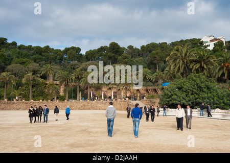 Parco Guell (Parc Guell), l'architettura di Gaudi, Sito Patrimonio Mondiale dell'UNESCO, Barcellona, Catalunya (Catalogna) (Cataluña), Spagna, Foto Stock