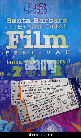 Due biglietti su un film festival calendario Foto Stock