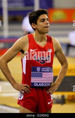 Glasgow, Regno Unito. 26 gen, 2013. Matthew Centrowitz USA Uomini 1500m 3 - presso il British atletica Glasgow International Match Emirates Arena Foto Stock