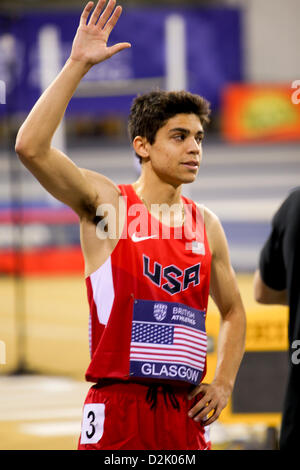 Glasgow, Regno Unito. 26 gen, 2013. Matthew Centrowitz USA Uomini 1500m 3 - presso il British atletica Glasgow International Match Emirates Arena Foto Stock