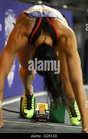 Glasgow, Regno Unito. 26 gen, 2013. Donne 400m start - presso il British atletica Glasgow International Match Emirates Arena Foto Stock