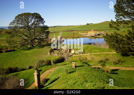 La Hobbiton movie sito, Matamata, Nuova Zelanda Foto Stock