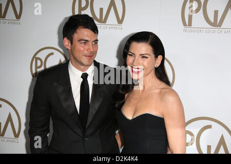 Noi attrice Julianna Margulies e suo marito Keith Lieberthal arrivare al XXIV Produttori annuale Guild Awards presso l'Hotel Beverly Hills di Beverly Hills, Stati Uniti d'America, 26 gennaio 2013. Foto: Hubert Boesl/dpa/Alamy Live News Foto Stock