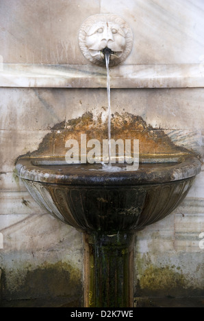 Vecchia fontana potabile con testa leone (Grecia) Foto Stock