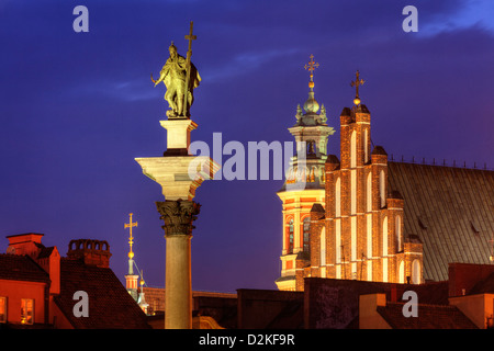 La colonna di Zygmunt Città Vecchia di Varsavia, Polonia, sito Patrimonio Mondiale dell'UNESCO. Foto Stock