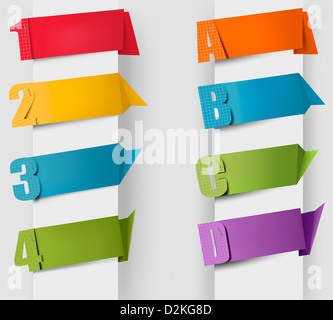 Abstract origami banner con lettere e numeri. Foto Stock