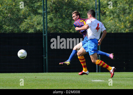 Barcellona, Spagna - Sep 11: Cristian Herrera gioca con F.C Barcellona squadra giovanile contro Manlleu su Settembre 11, 2011. Foto Stock