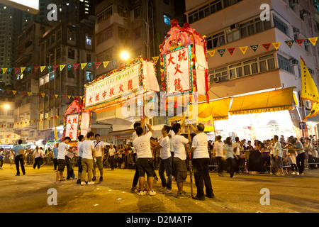 Tai Hang Fire Dragon Dance in Hong Kong Foto Stock