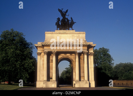 Wellington Arch, arco trionfale, Costituzione Arch, Green Park Arch, Hyde Park Corner, Londra, Inghilterra, Europa Foto Stock