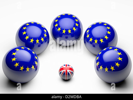 Grande bandiera dell'Unione Europea Settori affollamento piccola rotonda Unione Britannica bandiera - Unione europea relazione relazioni concetto Brexit Foto Stock