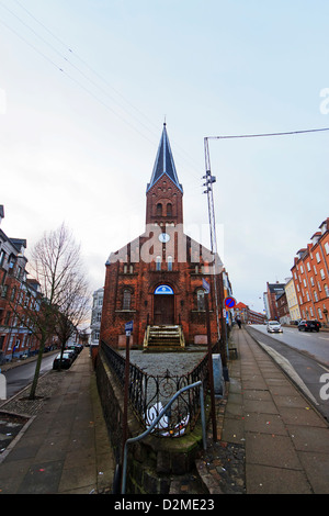 Il vecchio edificio gotico in Randers centro città, Danimarca Foto Stock