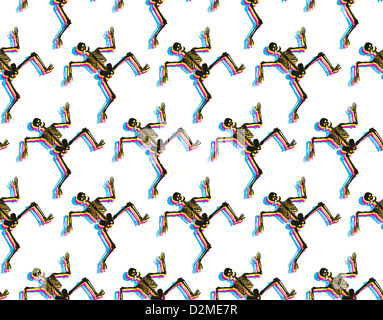 Scheletri ballerini seamless pattern. Sfondo di Halloween Foto Stock