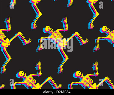 Scheletri ballerini seamless pattern. Sfondo di Halloween Foto Stock