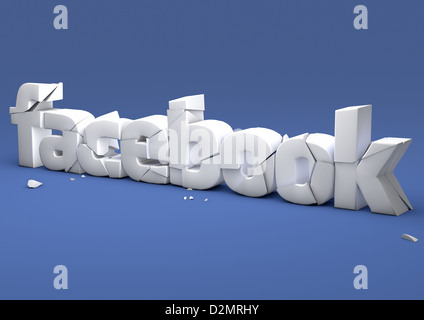 FACEBOOK di cracking e sbriciolamento - social media Concetto di immagine Foto Stock
