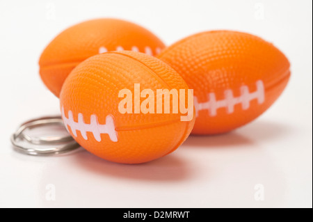 Close-up di football americano a forma di anelli di chiave Foto Stock