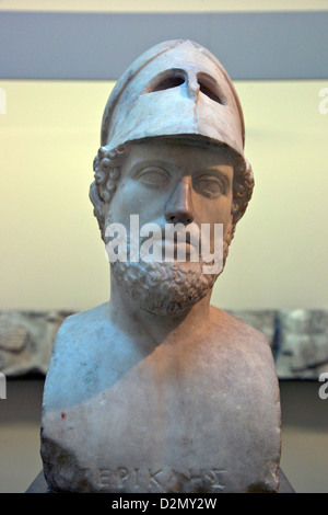 Busto di Perikles, II secolo A.C., copia romana di originale greco, al British Museum di Londra, Inghilterra, Regno Unito, GB, Isole britanniche Foto Stock