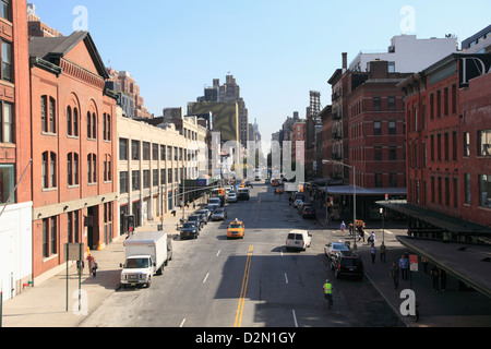 14Th Street, Meatpacking District e alla moda quartiere di downtown Manhattan, New York City, Stati Uniti d'America Foto Stock