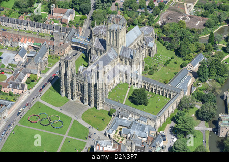 Fotografia aerea della Cattedrale di Wells Foto Stock