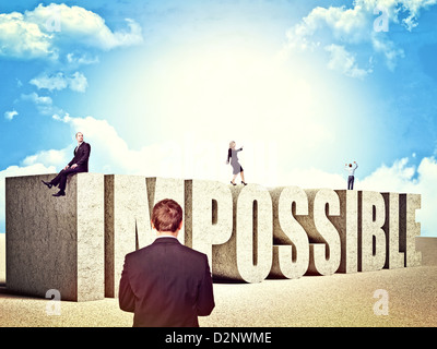 La gente di affari sulla parola impossibile Foto Stock