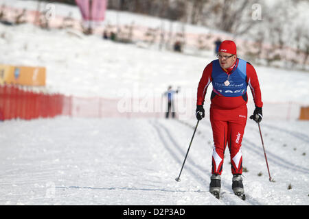 Pyeongchang, Corea del Sud. Il 30 gennaio 2013. I giovani atleti del Cross Country eseguire durante il 1° giorno al mondo Winter Special Olympics in Puengchang in Corea nel gennaio 30,2013. Credito: Yiannis Kourtoglou / Alamy Live News Foto Stock