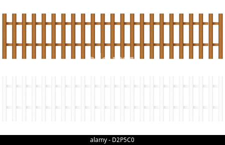 Recinti di legno su uno sfondo bianco. Illustrazione Vettoriale. Foto Stock