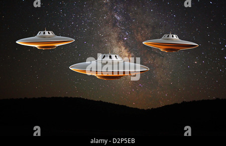 Ufo isolati sotto le stelle Foto Stock