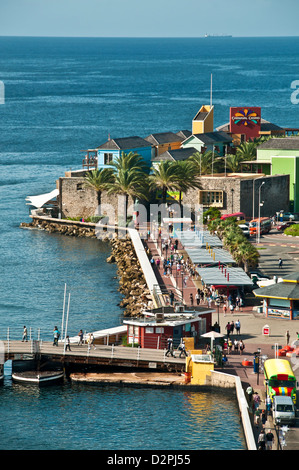 Vista aerea del Rinascimento Curacao plaza Otrobanda lato di Willemstad, Curacao centro commerciale pedonale Foto Stock