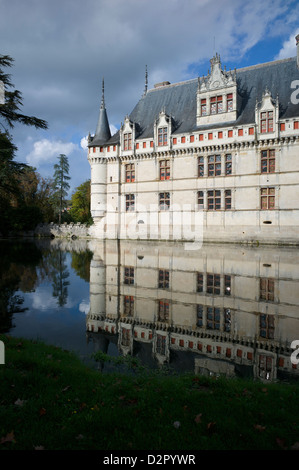 Lo Chateau, Azay le Rideau, Sito Patrimonio Mondiale dell'UNESCO, Indre-et-Loire, Touraine, Valle della Loira, in Francia, in Europa Foto Stock