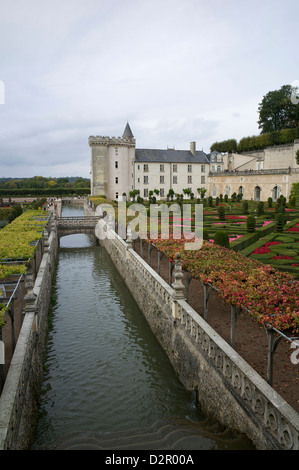 Giardini, Chateau de Villandry, Sito Patrimonio Mondiale dell'UNESCO, Indre-et-Loire, Touraine, Valle della Loira, in Francia, in Europa Foto Stock