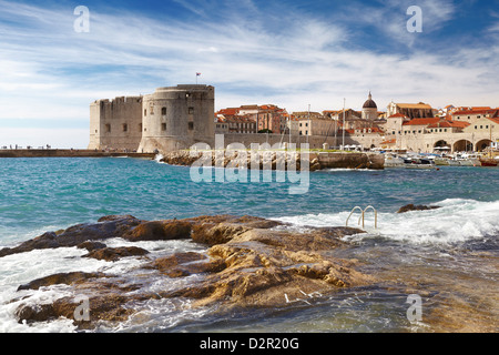 Dubrovnik Città Vecchia Città, vista sul porto, Croazia Foto Stock