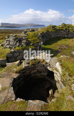 Antica Età del Ferro Broch di Dun Beag, Struan, Isola di Skye, Ebridi Interne, Scotland, Regno Unito, Europa Foto Stock