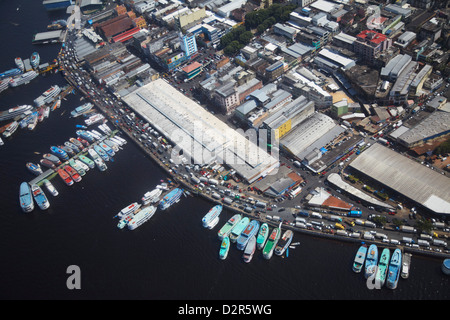 Vista aerea del porto di Manaus, Manaus, Amazonas, Brasile, Sud America Foto Stock