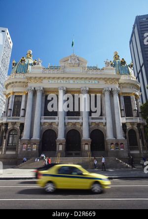 Theatro Municipal (teatro municipale) in Praca Floriano (Floriano piazza), centro di Rio de Janeiro, Brasile, Sud America Foto Stock