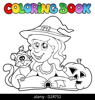 Libro da colorare Halloween tema 6 - foto illustrazione. Foto Stock