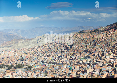 Vista delle case sul versante della montagna, La Paz, Bolivia, Sud America Foto Stock