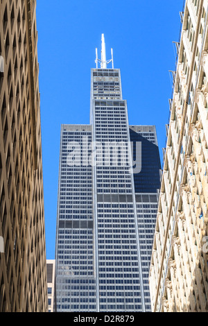 Willis Tower, precedentemente noto come la Sears Tower, al momento è stato il più alto edificio nel mondo, Chicago, Illinois, Stati Uniti d'America Foto Stock