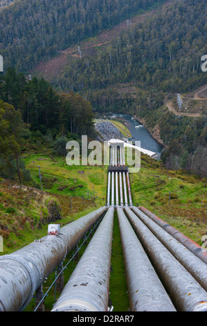 Conduttura di acqua nella parte occidentale della Tasmania, Australia Foto Stock