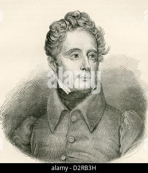 Alphonse Marie Louis de Prat de Lamartine, 1790 - 1869. Lo scrittore francese, poeta e uomo politico. Foto Stock