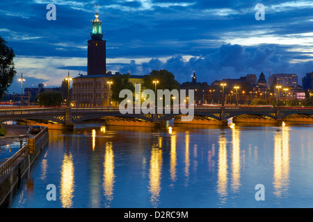 Il Municipio di notte, Kungsholmen, Stoccolma, Svezia, Europa Foto Stock