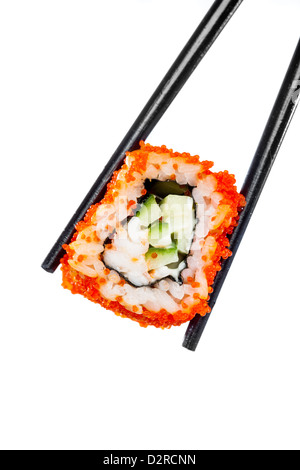Sushi (California Roll) su uno sfondo bianco Foto Stock