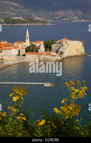 Vista della Città Vecchia, Budva, Montenegro, Europa Foto Stock