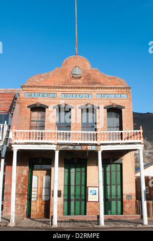 Stati Uniti d'America, Nevada. Minatore storico dell'Unione Hall Virginia City, Nevada. Foto Stock