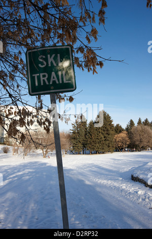 Sci di fondo sci trail nel parco parenti Saskatoon Saskatchewan Canada Foto Stock