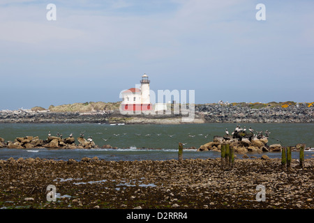 O, Oregon Coast, Bandon, Fiume Coquille faro, costruito nel 1896, ultimo faro costruito su Oregon Coast Foto Stock