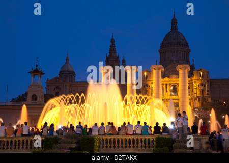 La Fontana Magica di Montjuic, Font Magica, Museo Nazionale d'Arte de Catalunya, Foto Stock