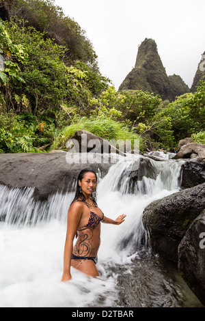 Hawaiian native, Iao Valley, Maui, Hawaii, Stati Uniti d'America, il Pacifico Foto Stock