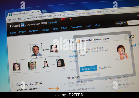 Linkedin.com aggiornamento premium screenshot del sito web Foto Stock